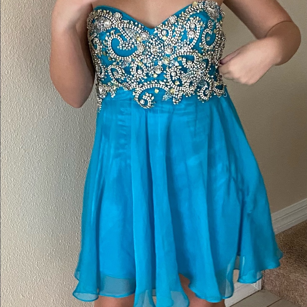 Teal prom dress